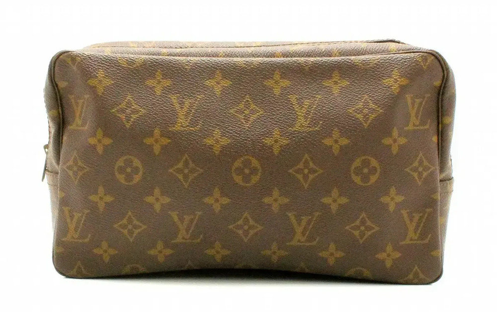 Louis Vuitton Monogram Trousse Toilette Pouch Clutch Bag Canvas Brown Tan